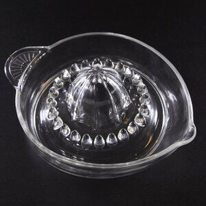 Vintage Clear glass juice reamer ITALY with handle and spout, mcm kitchen decor